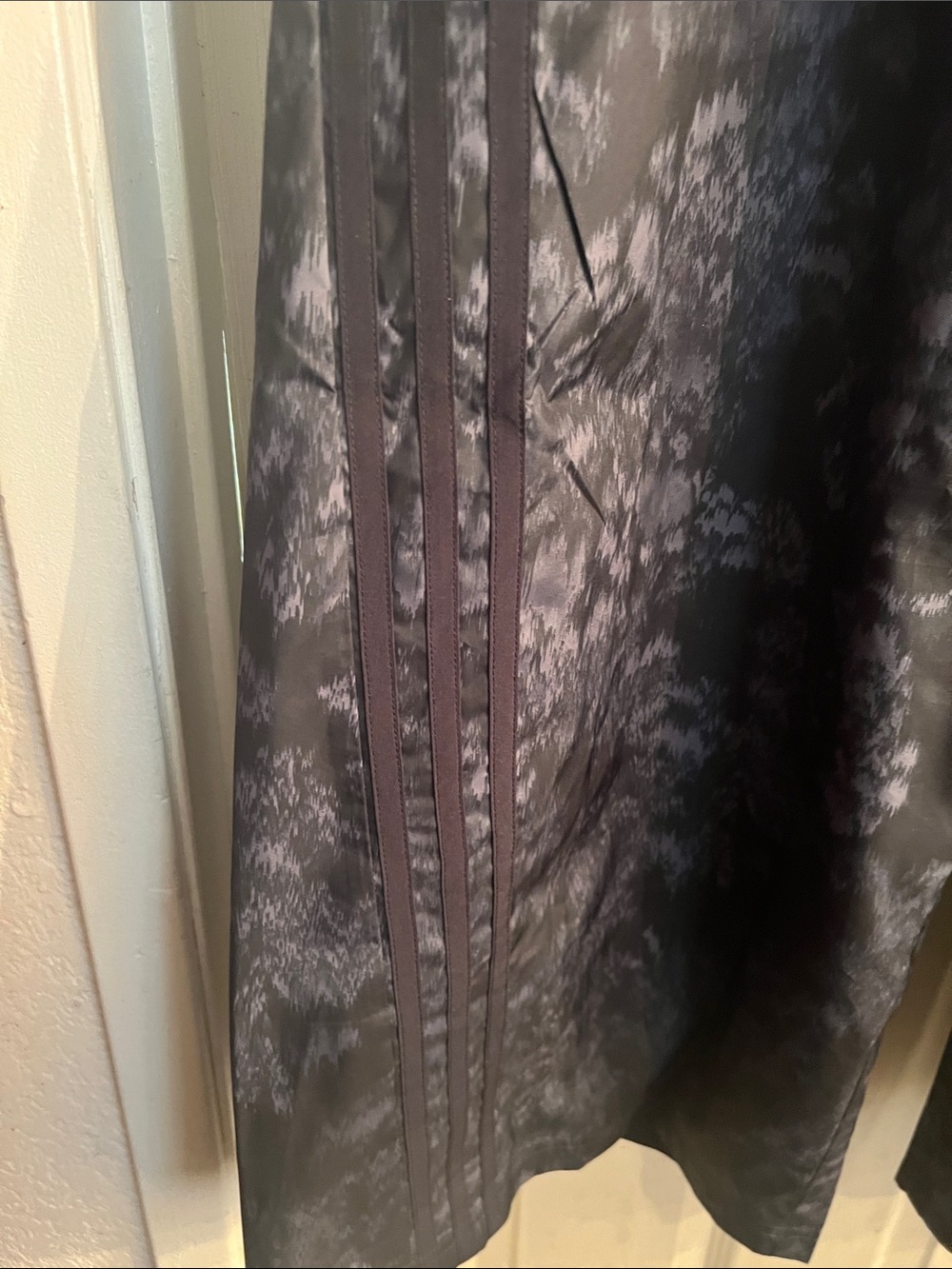 adidas Black Cropped Bomber Jacket with Subtle Marbled Print wide legged pants - Picture 8 of 8